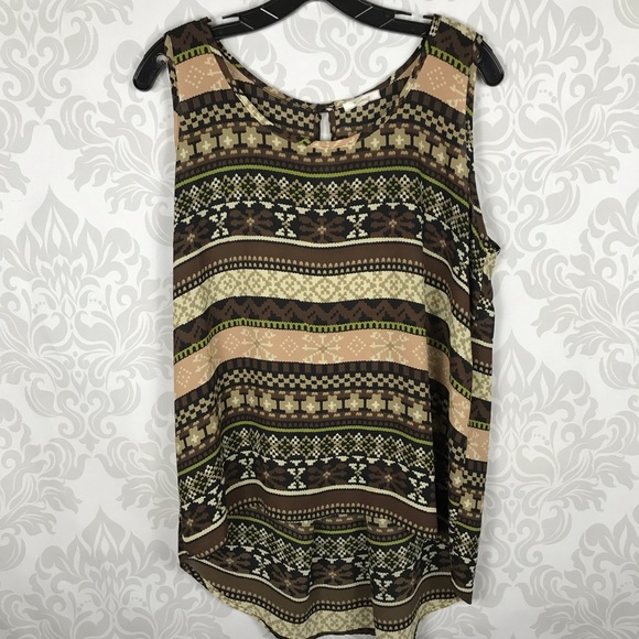 Pleione Tops - ❤️ Pleione Green Printed High Low Tank Top Size L